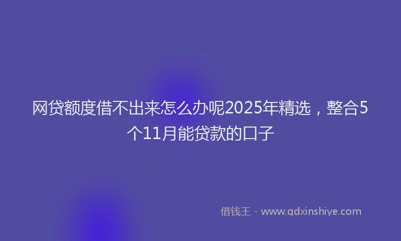 网贷额度借不出来怎么办呢2025年精选，整合5个11月能贷款的口子
