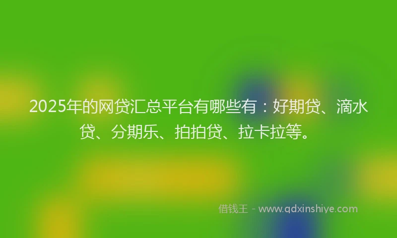 2025年的网贷汇总平台有哪些有：好期贷、滴水贷、分期乐、拍拍贷、拉卡拉等。