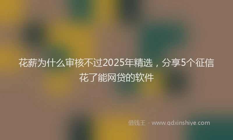 花薪为什么审核不过2025年精选，分享5个征信花了能网贷的软件