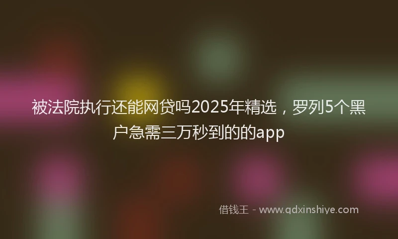 被法院执行还能网贷吗2025年精选，罗列5个黑户急需三万秒到的的app
