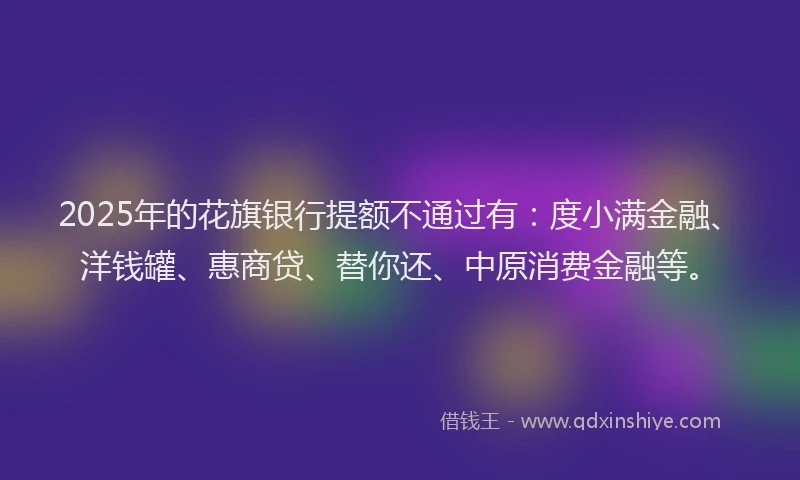 2025年的花旗银行提额不通过有：度小满金融、洋钱罐、惠商贷、替你还、中原消费金融等。