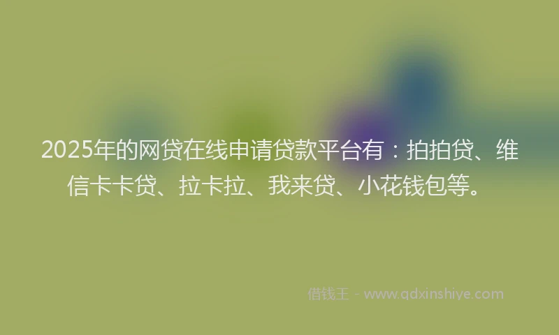 2025年的网贷在线申请贷款平台有：拍拍贷、维信卡卡贷、拉卡拉、我来贷、小花钱包等。