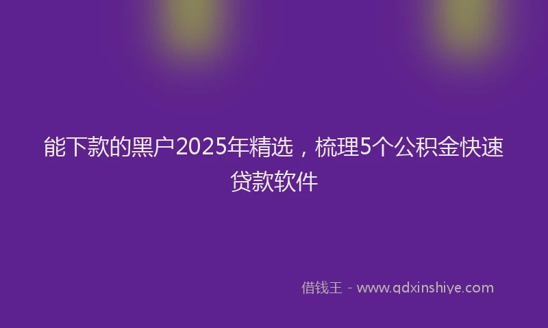 能下款的黑户2025年精选，梳理5个公积金快速贷款软件