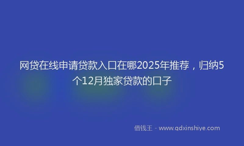 网贷在线申请贷款入口在哪2025年推荐,归纳5个12月独家贷款的口子