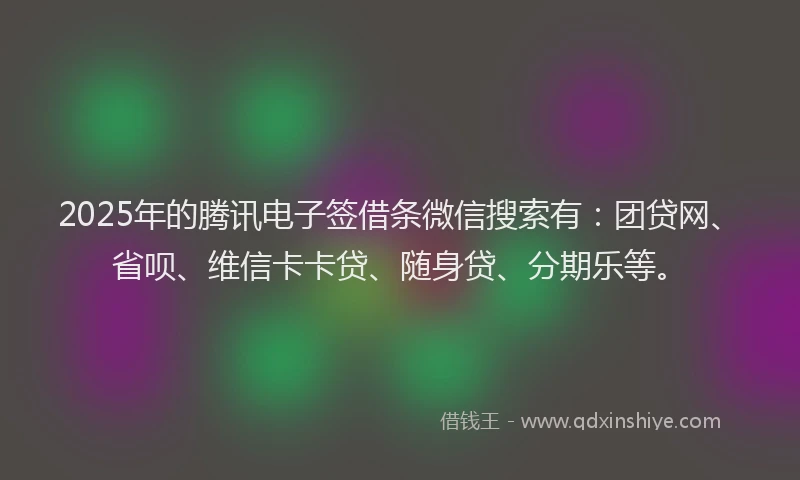 2025年的腾讯电子签借条微信搜索有：团贷网、省呗、维信卡卡贷、随身贷、分期乐等。