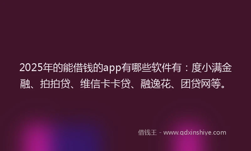 2025年的能借钱的app有哪些软件有：度小满金融、拍拍贷、维信卡卡贷、融逸花、团贷网等。