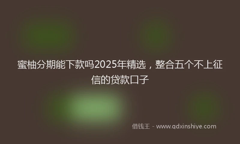 蜜柚分期能下款吗2025年精选，整合五个不上征信的贷款口子