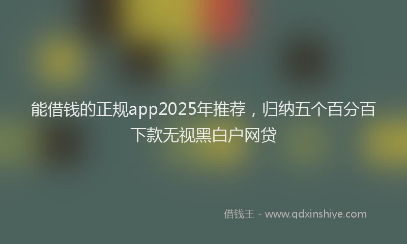 能借钱的正规app2025年推荐，归纳五个百分百下款无视黑白户网贷