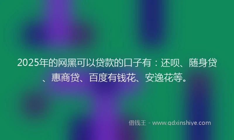 2025年的网黑可以贷款的口子有：还呗、随身贷、惠商贷、百度有钱花、安逸花等。
