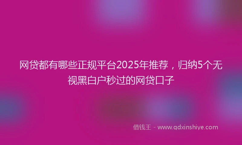 网贷都有哪些正规平台2025年推荐，归纳5个无视黑白户秒过的网贷口子
