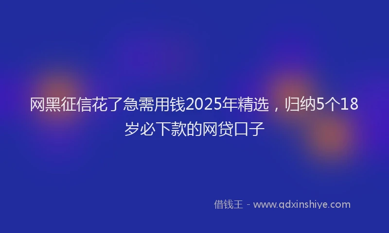 网黑征信花了急需用钱2025年精选，归纳5个18岁必下款的网贷口子