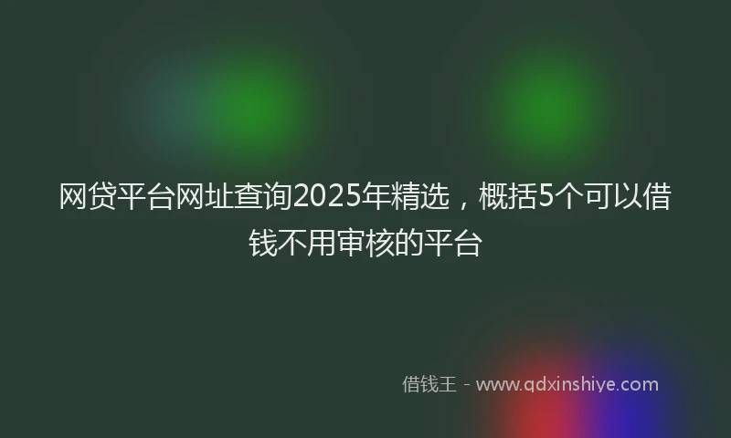 网贷平台网址查询2025年精选，概括5个可以借钱不用审核的平台