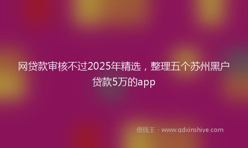 网贷款审核不过2025年精选，整理五个苏州黑户贷款5万的app