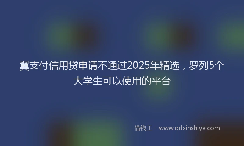 翼支付信用贷申请不通过2025年精选，罗列5个大学生可以使用的平台