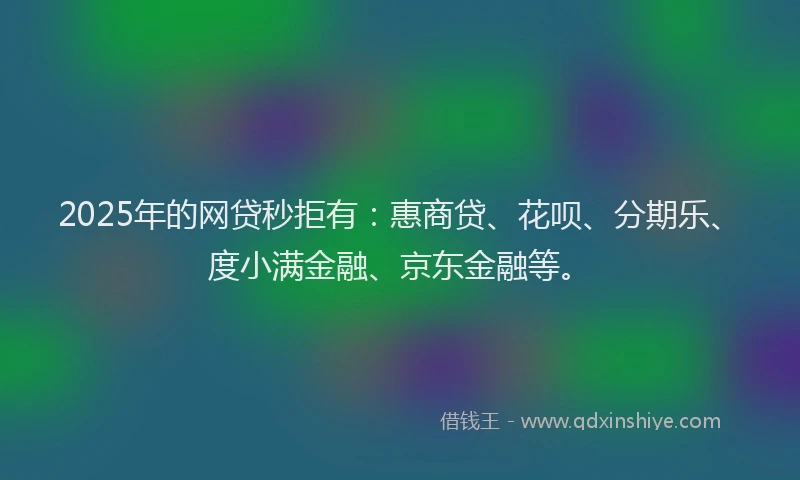2025年的网贷秒拒有：惠商贷、花呗、分期乐、度小满金融、京东金融等。