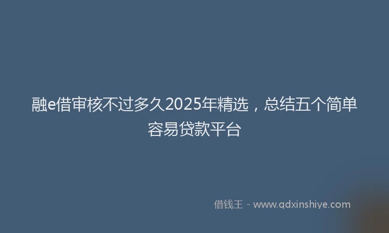 融e借审核不过多久2025年精选，总结五个简单容易贷款平台
