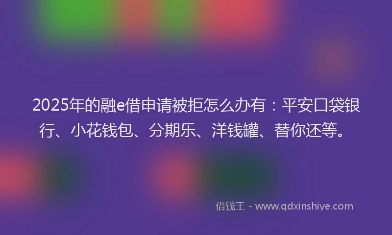 2025年的融e借申请被拒怎么办有：平安口袋银行、小花钱包、分期乐、洋钱罐、替你还等。