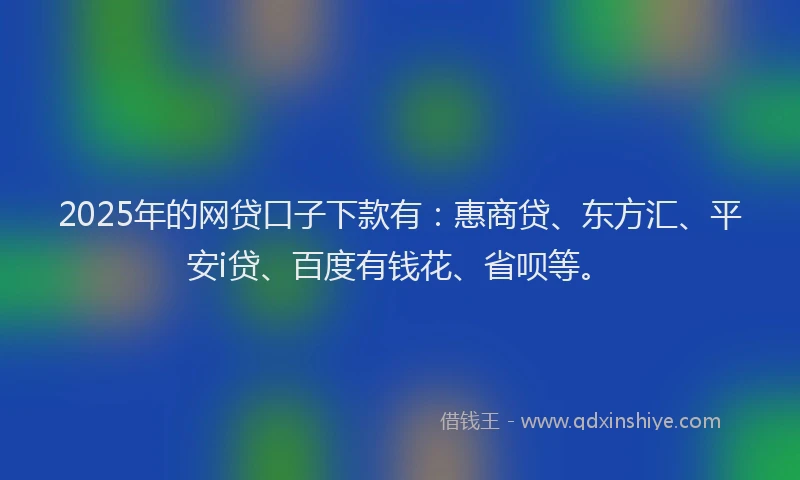 2025年的网贷口子下款有：惠商贷、东方汇、平安i贷、百度有钱花、省呗等。