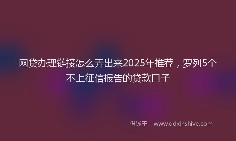 网贷办理链接怎么弄出来2025年推荐，罗列5个不上征信报告的贷款口子