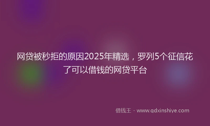 网贷被秒拒的原因2025年精选，罗列5个征信花了可以借钱的网贷平台