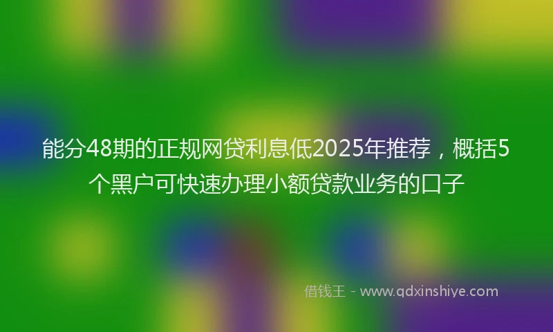 能分48期的正规网贷利息低2025年推荐，概括5个黑户可快速办理小额贷款业务的口子