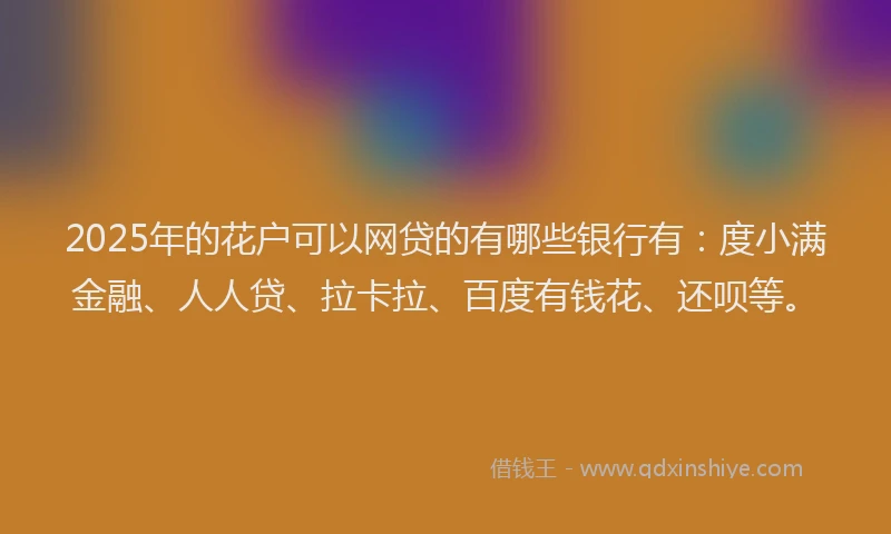2025年的花户可以网贷的有哪些银行有：度小满金融、人人贷、拉卡拉、百度有钱花、还呗等。