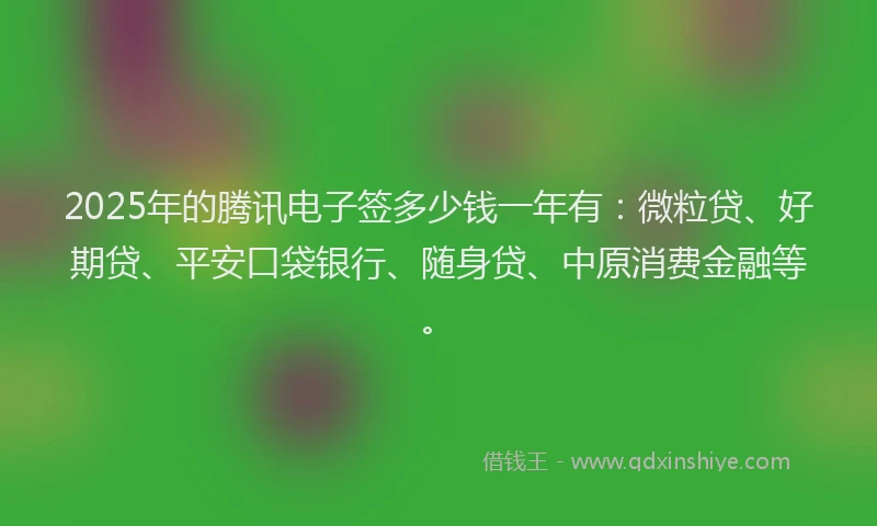 2025年的腾讯电子签多少钱一年有：微粒贷、好期贷、平安口袋银行、随身贷、中原消费金融等。