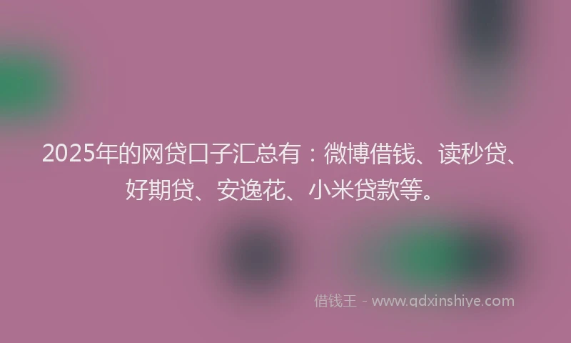 2025年的网贷口子汇总有：微博借钱、读秒贷、好期贷、安逸花、小米贷款等。