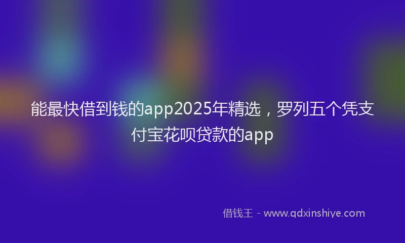 能最快借到钱的app2025年精选，罗列五个凭支付宝花呗贷款的app