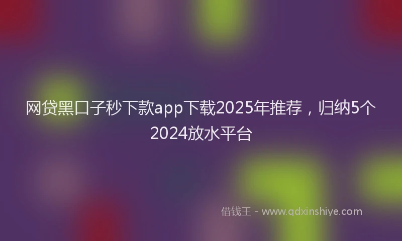 网贷黑口子秒下款app下载2025年推荐，归纳5个2024放水平台
