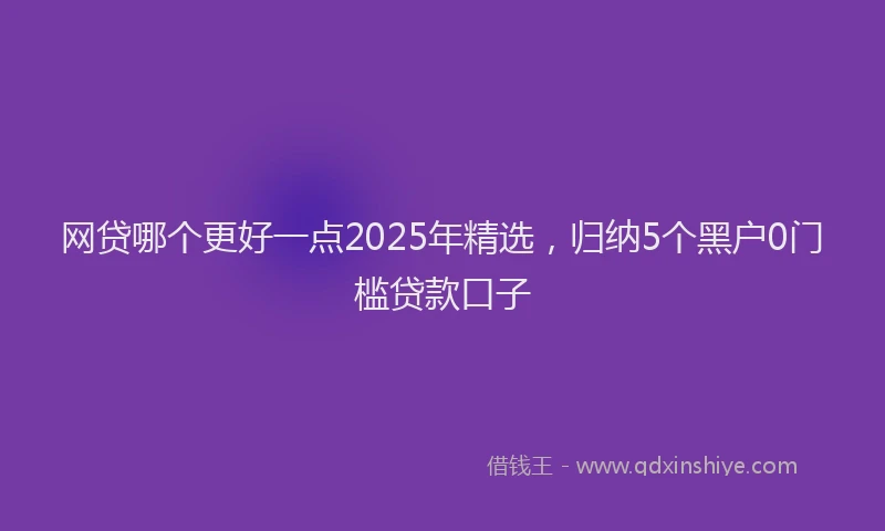 网贷哪个更好一点2025年精选，归纳5个黑户0门槛贷款口子