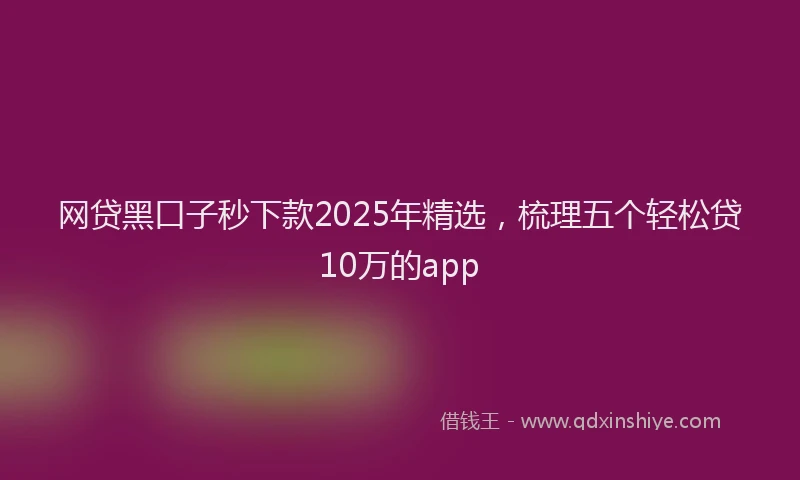 网贷黑口子秒下款2025年精选，梳理五个轻松贷10万的app