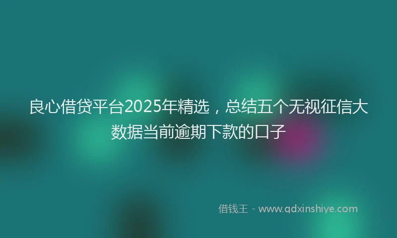 良心借贷平台2025年精选，总结五个无视征信大数据当前逾期下款的口子