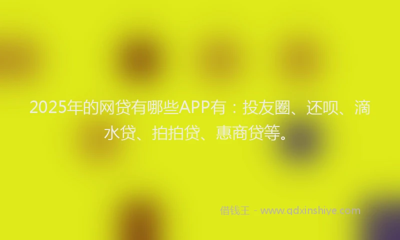 2025年的网贷有哪些APP有：投友圈、还呗、滴水贷、拍拍贷、惠商贷等。