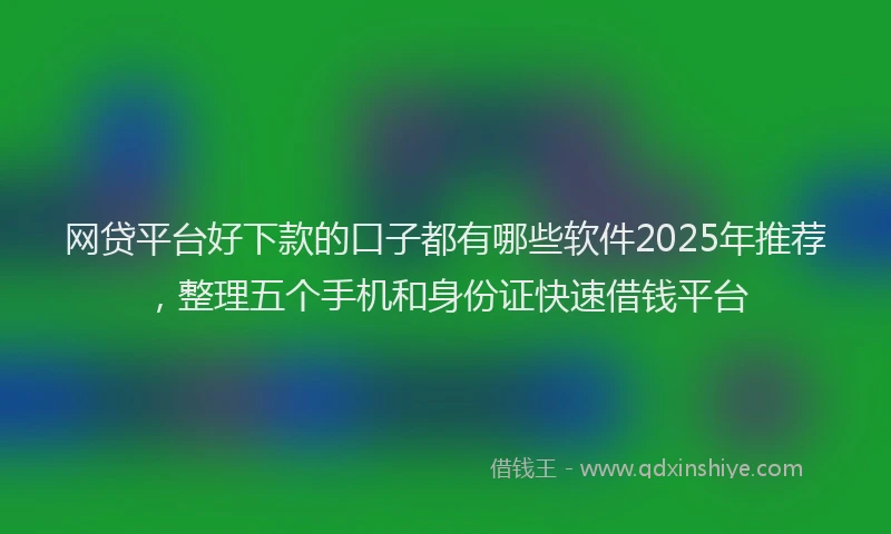 网贷平台好下款的口子都有哪些软件2025年推荐，整理五个手机和身份证快速借钱平台
