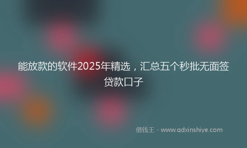 能放款的软件2025年精选，汇总五个秒批无面签贷款口子