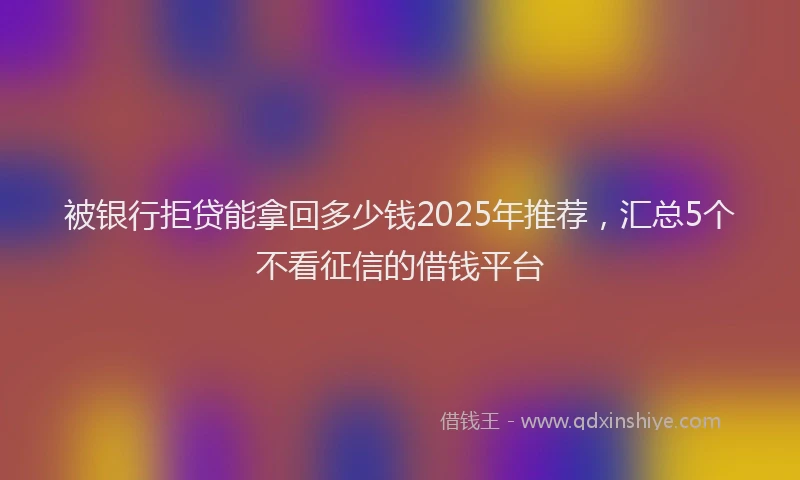 被银行拒贷能拿回多少钱2025年推荐，汇总5个不看征信的借钱平台