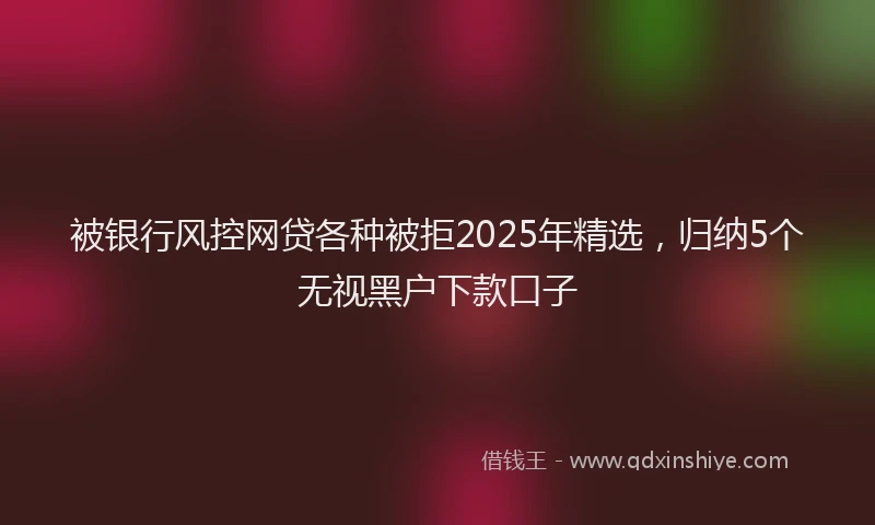 被银行风控网贷各种被拒2025年精选，归纳5个无视黑户下款口子