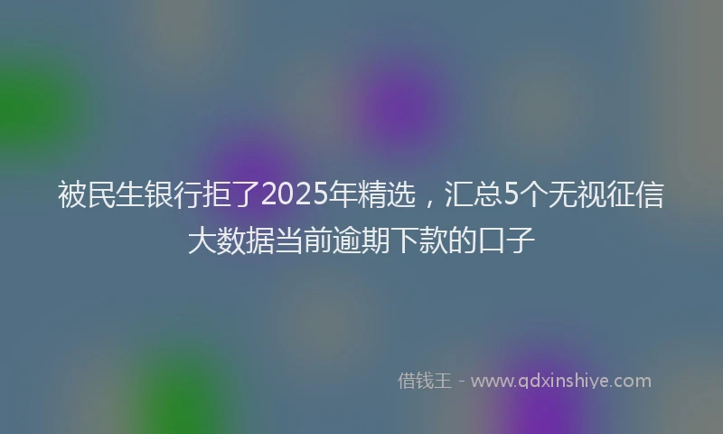 被民生银行拒了2025年精选，汇总5个无视征信大数据当前逾期下款的口子