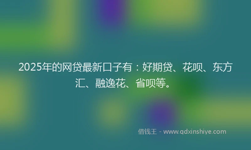 2025年的网贷最新口子有：好期贷、花呗、东方汇、融逸花、省呗等。