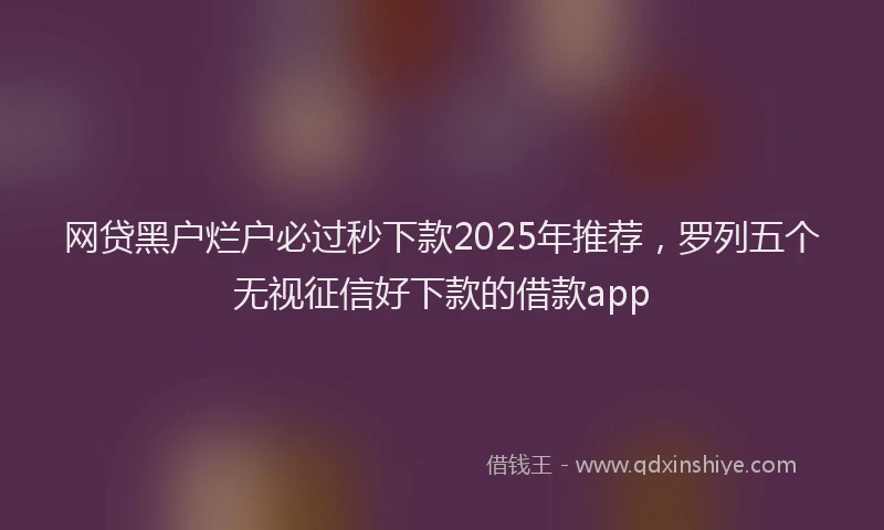 网贷黑户烂户必过秒下款2025年推荐，罗列五个无视征信好下款的借款app