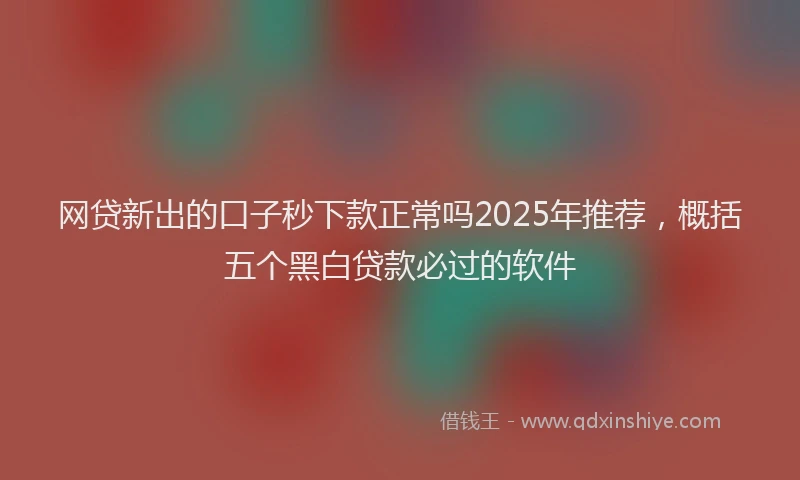 网贷新出的口子秒下款正常吗2025年推荐，概括五个黑白贷款必过的软件