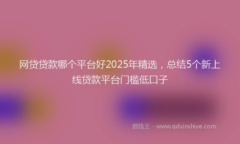网贷贷款哪个平台好2025年精选，总结5个新上线贷款平台门槛低口子