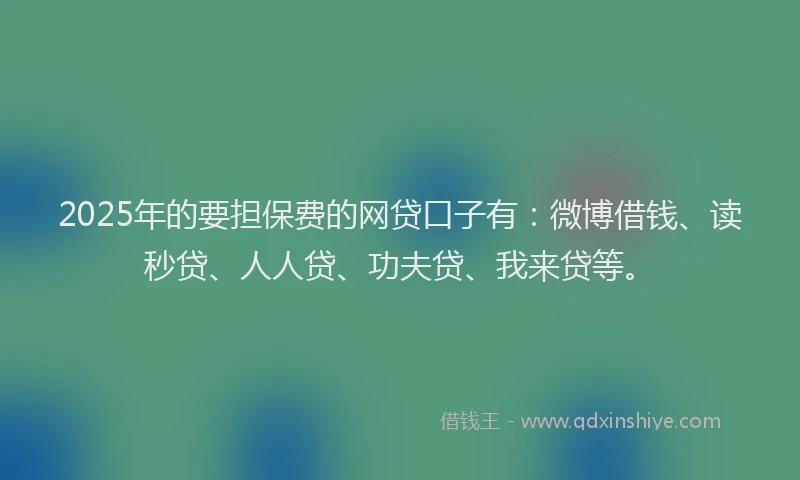 2025年的要担保费的网贷口子有：微博借钱、读秒贷、人人贷、功夫贷、我来贷等。