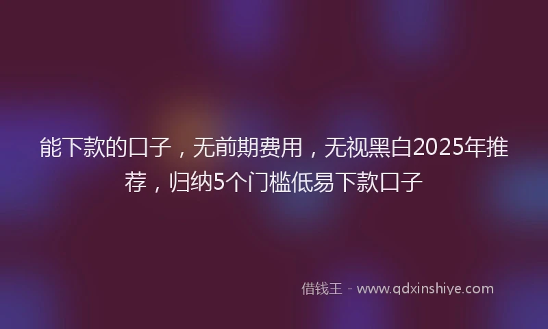 能下款的口子，无前期费用，无视黑白2025年推荐，归纳5个门槛低易下款口子