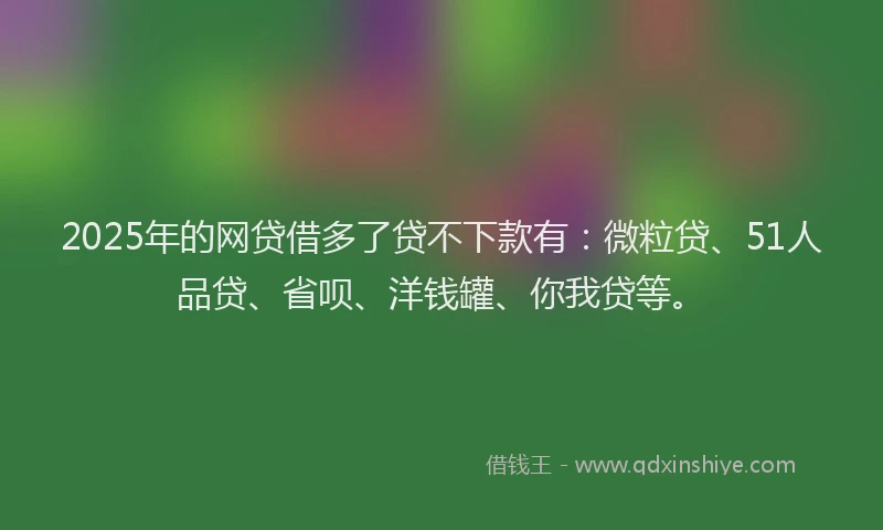 2025年的网贷借多了贷不下款有：微粒贷、51人品贷、省呗、洋钱罐、你我贷等。