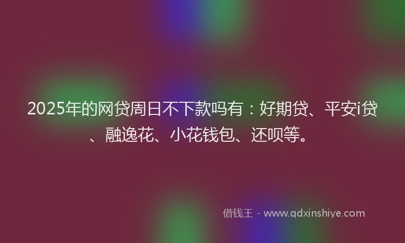 2025年的网贷周日不下款吗有：好期贷、平安i贷、融逸花、小花钱包、还呗等。
