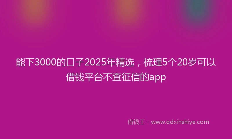能下3000的口子2025年精选，梳理5个20岁可以借钱平台不查征信的app