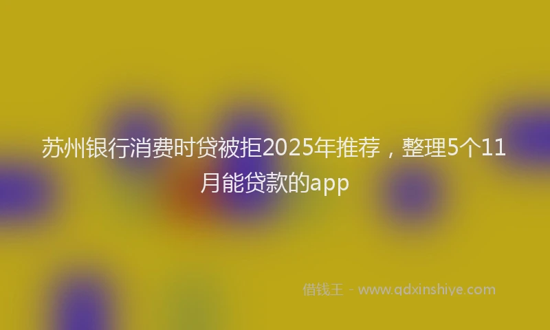 苏州银行消费时贷被拒2025年推荐，整理5个11月能贷款的app