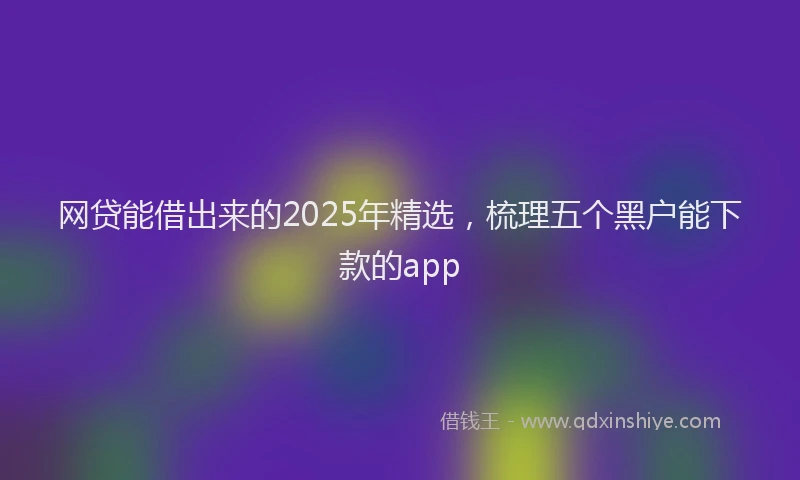 网贷能借出来的2025年精选，梳理五个黑户能下款的app